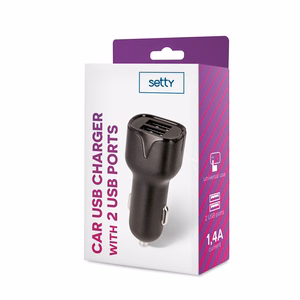 Setty autolaturi 2x USB 1,4A musta