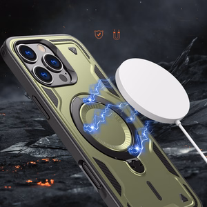 Hybrid Armor Trendy Suojakuori MagSafella iPhone 16 Pro:lle - Vihreä