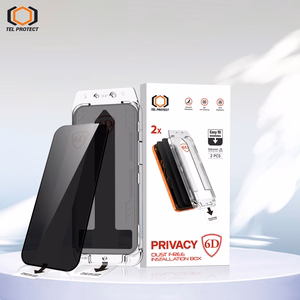 Tel Protect Dust-Free Easy Fit Privacy Full Glue 6D karkaistu lasi Iphone 16 Pro Max musta - 2 kpl
