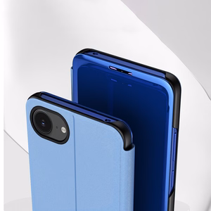 Clear View Case iPhone 16e / 17e:lle läppäkannella - sininen