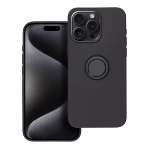 Silikoninen Suojakuori Renkaalla iPhone 15 PRO MAX:lle musta