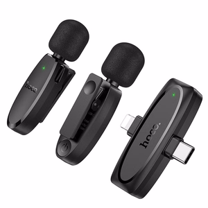 Wireless lavalier microphone Lightning / USB C Hoco 2 pcs L15 black