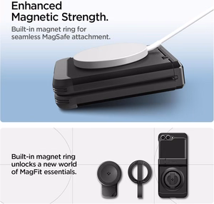 Spigen Tough Armor Pro Mag MagSafe Suojakuori Samsung Galaxy Z Flip 6 / 7 FE:lle - Musta