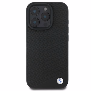 BMW Signature Nahkainen Diamond Metal Logo MagSafe Suojakuori iPhone 16 Pro Max:lle - musta