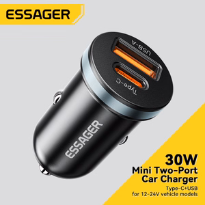 Autolaturi Essager Rui Mini musta 30W (1xPD / 1xQC3.0)