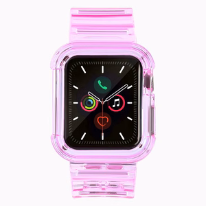 Silikoniranneke Rannekoru Kotelo Hihna Light Set for Apple Watch 44mm - punainen