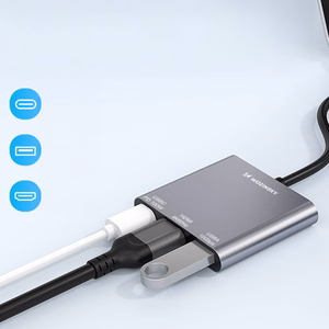 Wozinsky WHCH-01 USB-C PD 100W HDMI 4K@30Hz USB-A 10Gbps Keskitin - harmaa