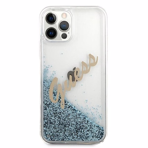 Guess GUHCP12LGLVSBL iPhone 12 Pro Max 6.7" sininen/sininen kovakotelo Glitter Vintage Script Glitter Vintage Script