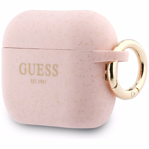 Guess Silicone Glitter Ring Suojakuori AirPods Pro 3:lle vaaleanpunainen