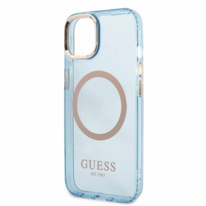 Guess Gold Outline läpinäkyvä MagSafe Suojakuori iPhone 13:lle - sininen
