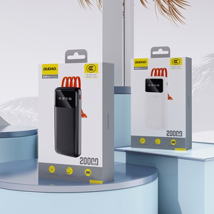 Dudao K6Pro universaali 10000mAh varavirtalähde USB, USB Type C, Lightning -kaapeleilla, musta (K6Pro-black)