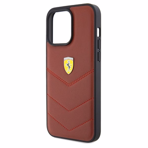 Ferrari nahkainen Stitched Lines -suojakuori iPhone 15 Pro Maxille - punainen