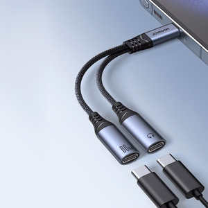 Joyroom SY-C03 USB-C - 2x USB-C 2in1 DAC sovitin - musta
