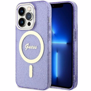 Guess GUHMP14XHCMCGU iPhone 14 Pro Max 6.7" purple/purple hardcase Glitter Gold MagSafe