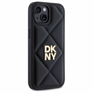 DKNY Quilted Stack Logo Suojakuori iPhone 15:lle - musta