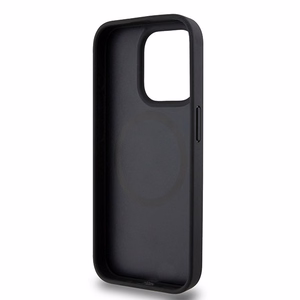 DKNY Nahkainen Monogrammi-kuvio Metallinen Logo MagSafe Suojakuori iPhone 15 Pro:lle - musta