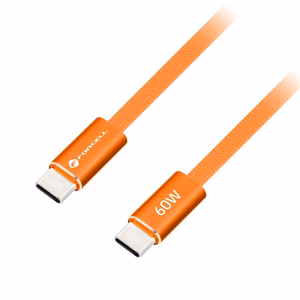 Kaapeli USB-C - USB-C Forcell F-Energy QC4.0 PD 3A 60 W Cafule Flat 1,2 m CCFN23 oranssi