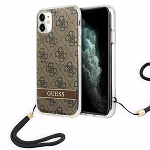 Guess GUOHCN61H4STW iPhone 11 ruskea/ruskea kovakotelo 4G Print hihna