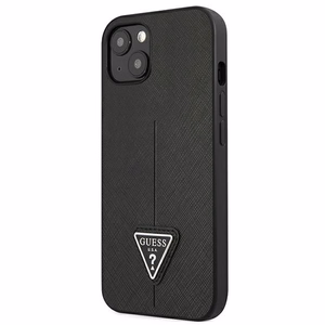 Guess GUHCP13SPSATLK iPhone 13 mini 5,4 "musta / musta kovakotelo SaffianoTriangle Logo