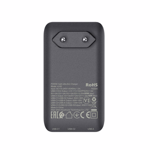 Acefast A100 65W GaN 2 USB-C+ USB-A Charger Ultra Slim - Black