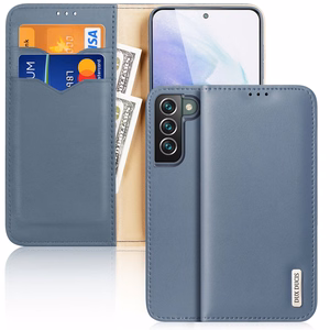 Dux Ducis Hivo Nahka Flip Cover Aitoa nahkaa Lompakko korteille ja asiakirjoille Samsung Galaxy S22 + (S22 Plus) Sininen