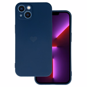 Vennus Silicone Heart Case for Iphone 14 Plus design 1 navy
