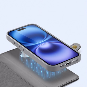 Dux Ducis Lawa Nahkainen Suojakuori iPhone 16:lle - harmaa