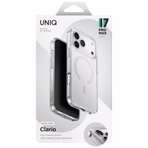 Uniq Clario Magclick lataussuojakuori iPhone 17 Pro Max -puhelimelle - läpinäkyvä