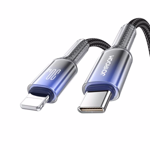 Joyroom S-A42 Crystal-Clear Series 30W USB-C - Lightning -kaapeli 1,2 m - musta