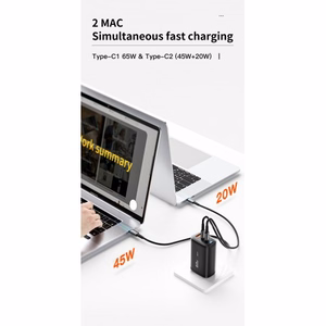 Charger Essager "GaN Shining" Black 65W (QC3.0 / 2xPD65W)