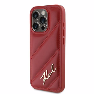 Karl Lagerfeld Diagonal Quilted Script Suojakuori iPhone 15 Pro Max:lle - punainen