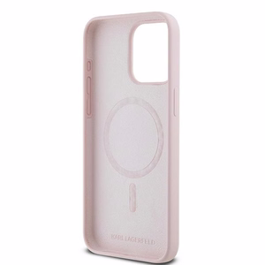 Karl Lagerfeld Silikoninen Karl & Choupette Ring MagSafe Suojakuori iPhone 15 Pro Maxille - vaaleanpunainen