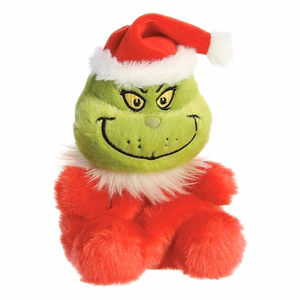 Grinch Palm Pals ympäristöystävällinen istuva pehmolelu joulupukin asussa, 13 cm