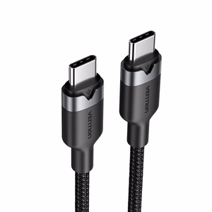 Vention USB-C–C kaapeli, punottu, 3A, 480Mbps, 60W, 2m, musta