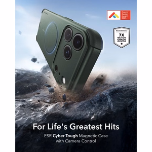 ESR Cyber Tough MagSafe -suojakuori iPhone 18 Pro Max / 17 Pro Max -malleille, vihreä