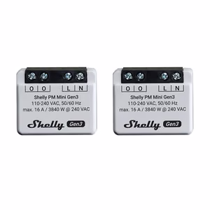 Shelly PM Mini Gen3 2 ohjaimen setti, WiFi/Bluetooth