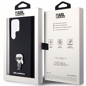 Karl Lagerfeld Silikoninen Ikonik Metal Pin Suojakuori Samsung Galaxy S23 Ultralle - musta