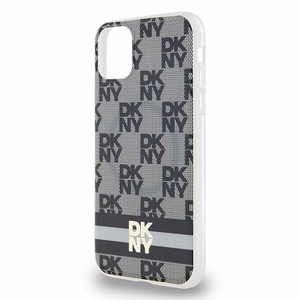 DKNY IML Ruudullinen Mono-kuvio ja Painetut Raidat MagSafe Suojakuori iPhone 11 / Xr:lle - musta