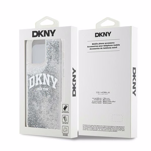 DKNY suojakuori iPhone 15 Pro Max 6,7' DKHCP15XLBNAET valkoinen HC nestemäiset kimalteet kaarilogolla