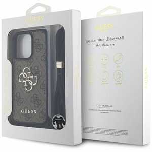 Guess suojakuori iPhone 16 Pro Max:lle GUHCP16XP4GMGCRW (CBDY PU 4G Big Logo W/Cord Strap) - ruskea