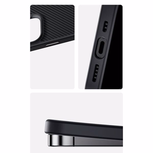 Benks Magnetic Armor Pro Kevlar -suojakuori metallikehyksellä 600D (AD66) Iphone 16 Pro Maxille, musta (kameran ohjauspainike)