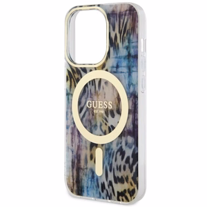 Guess GUHMP14XHLEOPWB iPhone 14 Pro Max 6.7 sininen/sininen suojakuori Leopard MagSafe