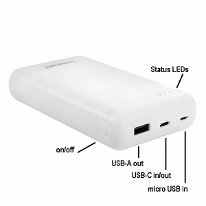 Ulkoinen akku INTENSO 20000 mAh, 3.1A, USB Type-C, USB