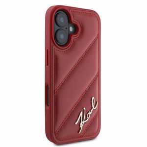 Karl Lagerfeld Suojakuori iPhone 16 6.1 KLHCP16SPQDSMGR Punainen Kova Diagonal Quilted Script