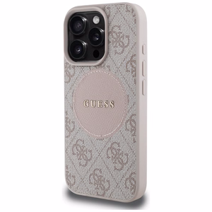 Guess 4G Circle Classic Logo MagSafe Suojakuori iPhone 16 Pro:lle - vaaleanpunainen