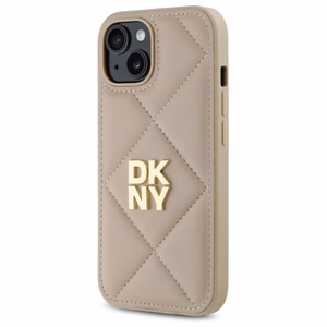 DKNY Quilted Stack Logo Suojakuori iPhone 15:lle - beige