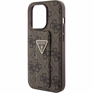 Guess Grip Stand 4G Triangle Strass Suojakuori iPhone 15 Prolle - ruskea