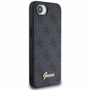 Guess HC MagSafe 4G PU Script Logo Suojakuori iPhone 16e:lle - Musta