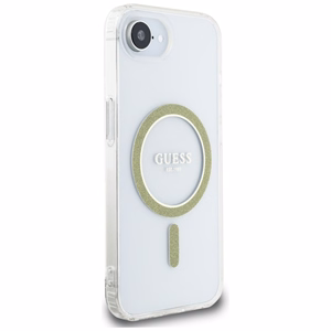 GUESS IML Glitter Circle MagSafe Alkuperäinen Suojakuori iPhone 17e/16e:lle - Läpinäkyvä