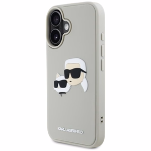 Karl Lagerfeld HC 3D Rubber Double Heads Suojakuori iPhone 16:lle - beige